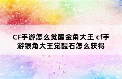 CF手游怎么觉醒金角大王 cf手游银角大王觉醒石怎么获得